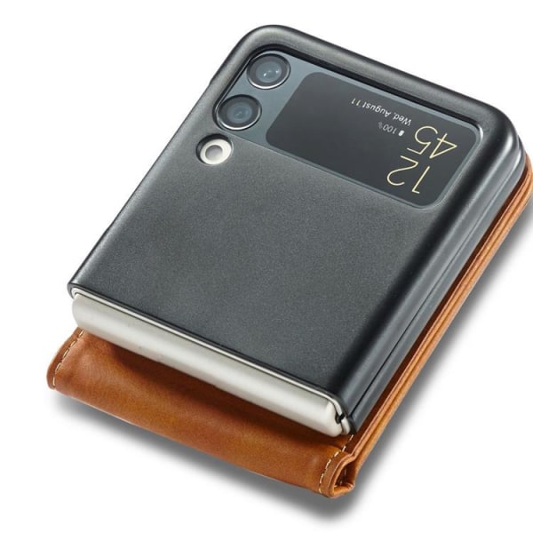 LC.IMEEKE Galaxy Z Flip 4 Wallet Case PU Læder - Lysebrun