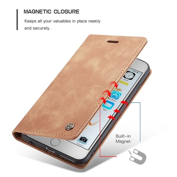 CASEME 013 Series Plånboksfodral i Konstläder för iPhone 6s - Khaki