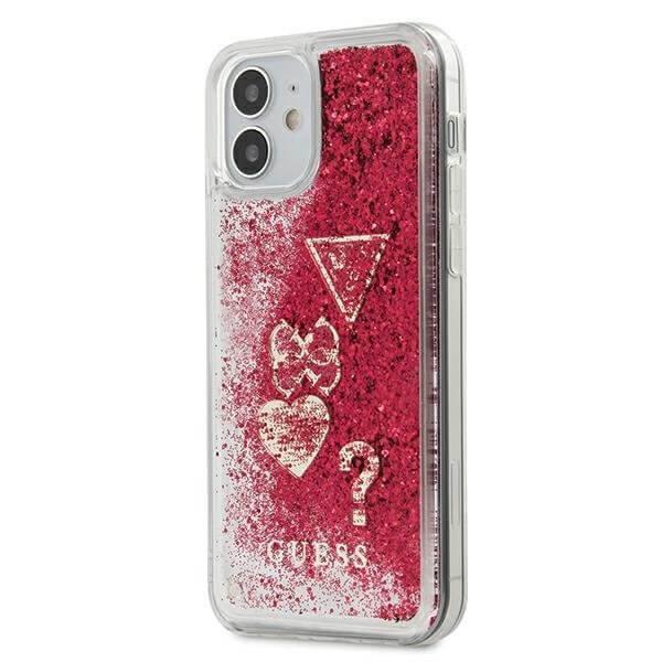 Guess Skal iPhone 12 mini Glitter Charms - Vadelma