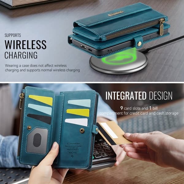 CASEME Konstläder Plånboksfodral för Samsung Galaxy S21+ 5G - Grön