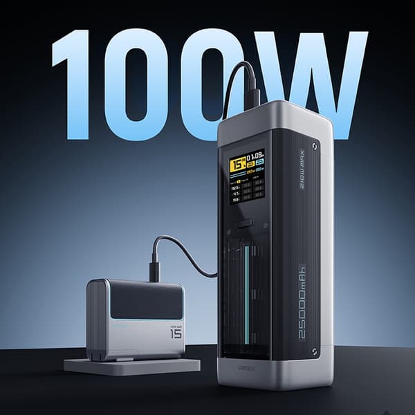 Cuktech Powerbank 25000mAh 210W 2xUSB-C 1xUSB-A - Sort Svart