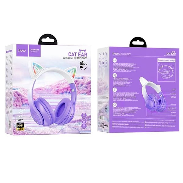 Hoco Bluetooth On-Ear Hörlurar Cat Ear - Lila Grape Lila