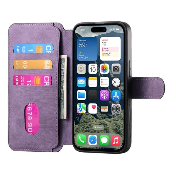 CASENEO iPhone 16 Plånboksfodral Konstläder - Lila