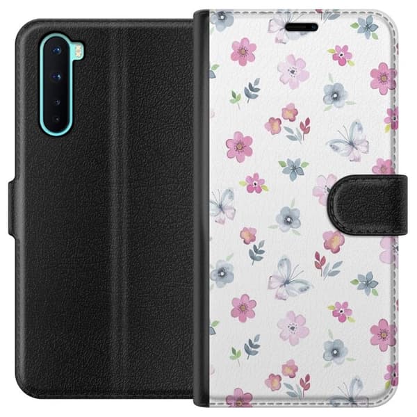 Plånboksfodral till OnePlus Nord med Blommor och fjärillar