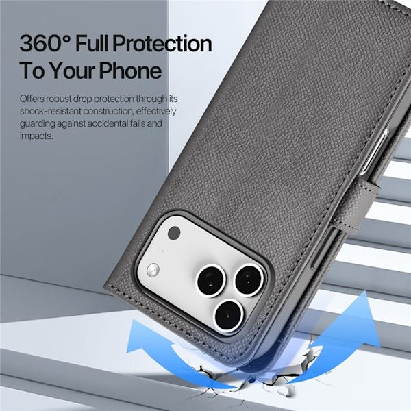 DUX DUCIS Lawa Series Plånboksfodral iPhone 17 Pro Max - Äkta läder - Grå Grå