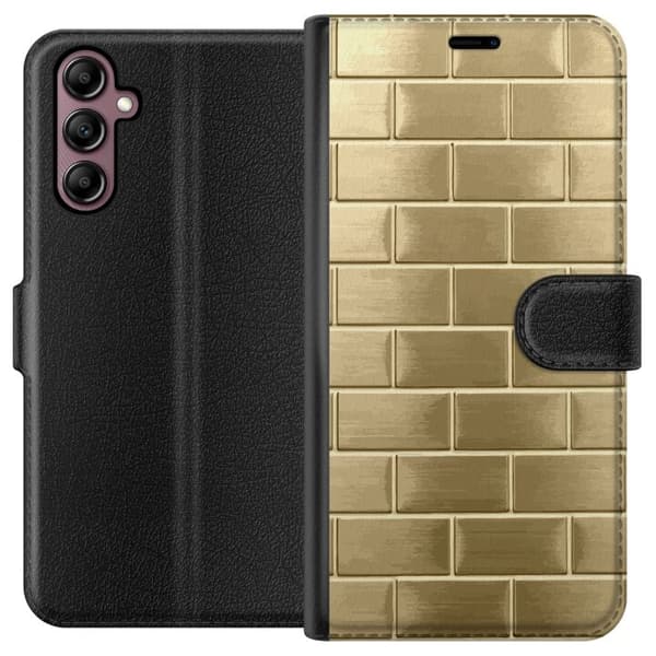 Plånboksfodral till Samsung Galaxy A14 5G med Gyllene Murstenar