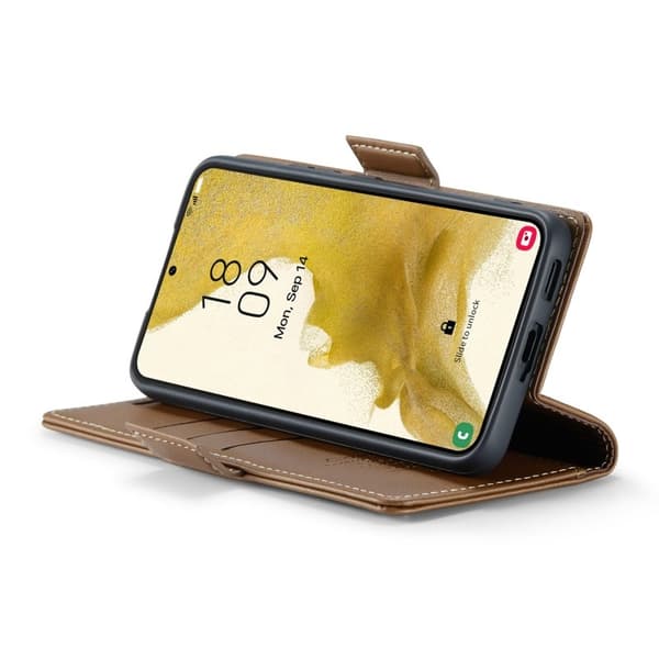 CASEME Plånboksfodral Konstläder för Samsung Galaxy S22 5G - Brun