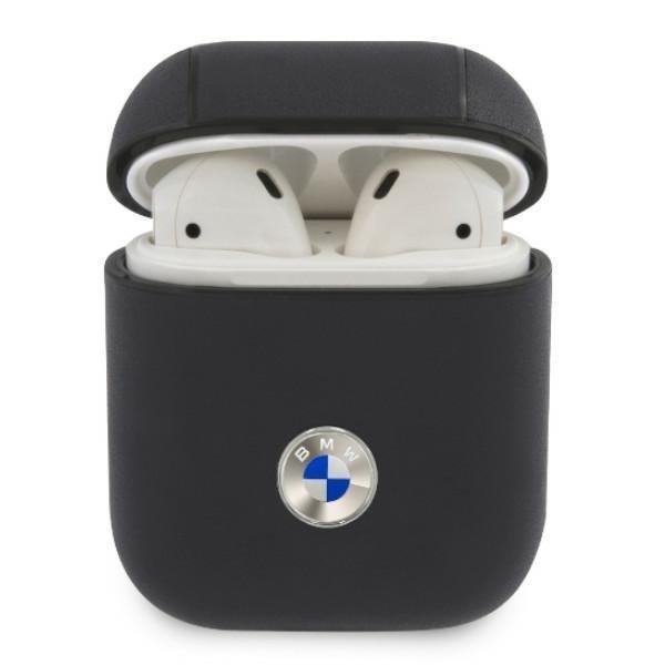 BMW Genuine Leather Silver Logo Cover AirPods - laivastonsininen Blue