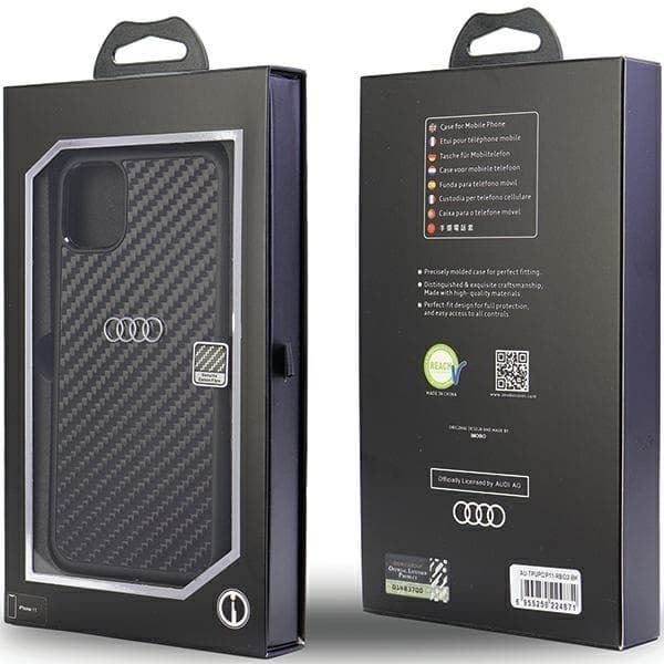 Audi iPhone 11/Xr Mobilskal Carbon Fiber - Musta Black