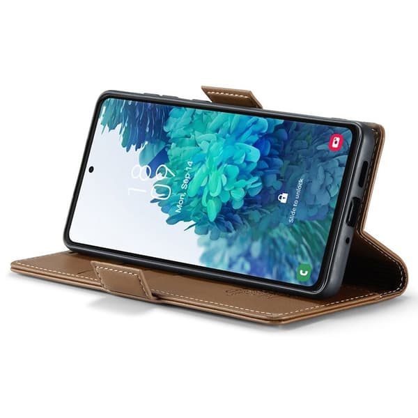 CASEME Plånboksfodral Konstläder för Samsung Galaxy S20 FE - Brun