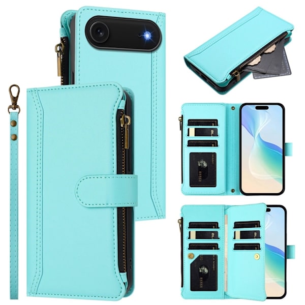 iPhone Air Plånboksfodral Zipper Med Rem - Mintgrön Grön