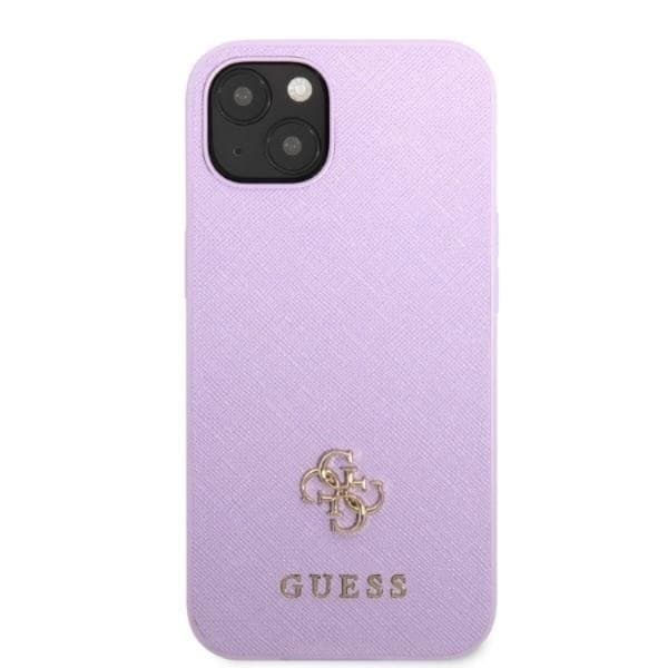 Guess Mobilskal till iPhone 13 Mini Saffiano Small Metall Logo Rosa