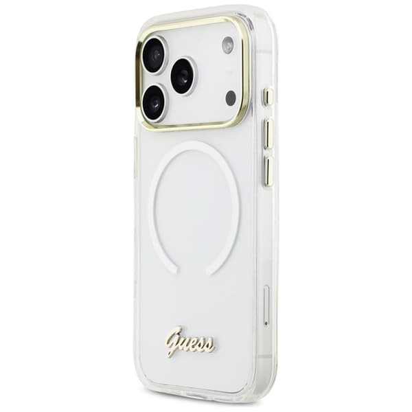 Guess Mobilskal För iPhone 17 Pro Max MagSafe IML Gradient Script Metal - Vit Vit