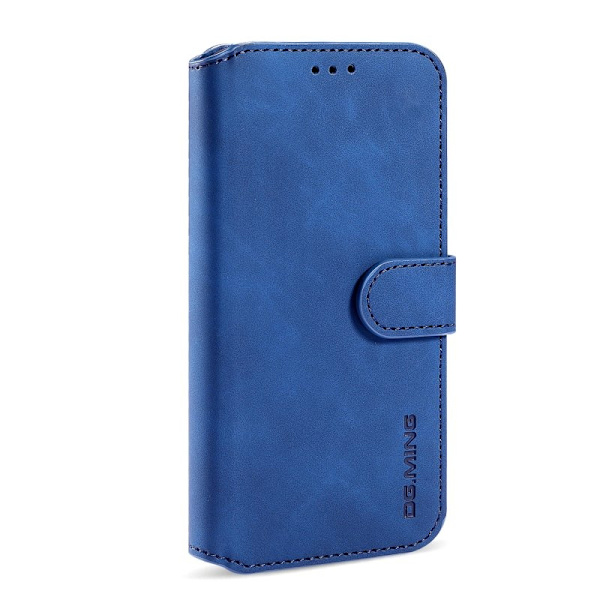 DG.MING Retro Konstläder Folio Plånboksfodral för iPhone 13 mini - Blå