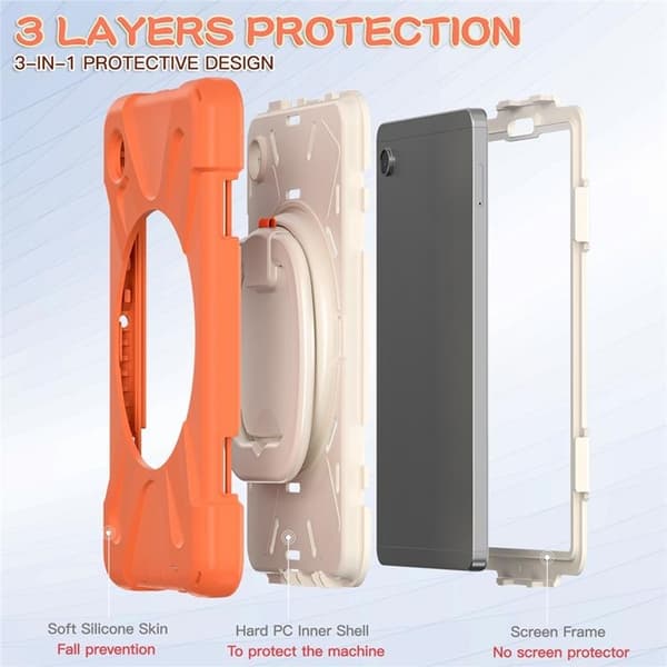 Mobilskal till Galaxy Tab A9 Kickstand Handle Grip - Coral Orange Orange