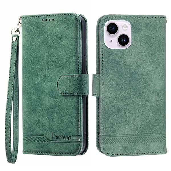 DIERFENG DF-03 iPhone 14 Plus Plånboksfodral Konstläder - Grön