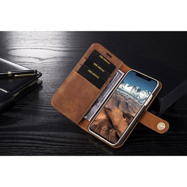 DG.MING iPhone X/XS Plånboksfodral Äkta läder - Chockresistent Brun