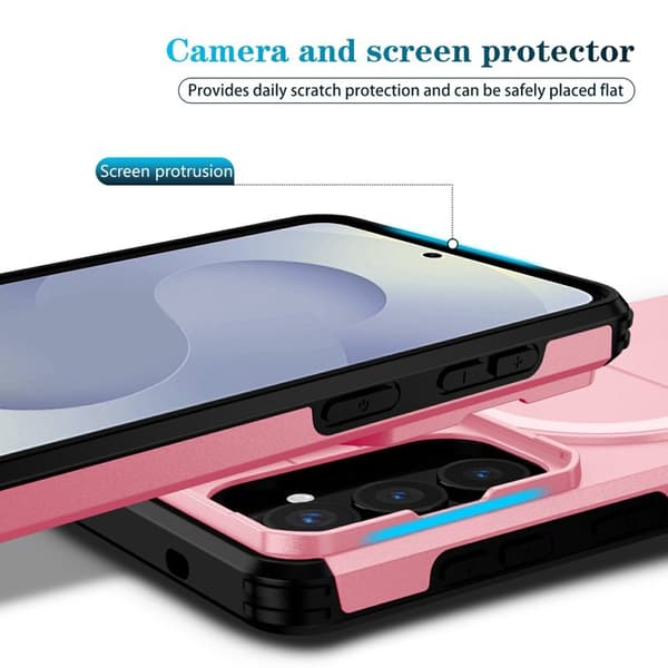 Mobilskal för Samsung Galaxy S26 Plus Magnetiskt Kickstand PC + TPU - Rosa
