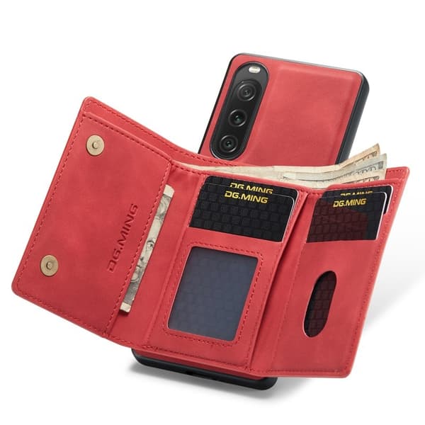 DG.MING M1 Series Kickstand Mobilskal för Sony Xperia 10 V - Röd