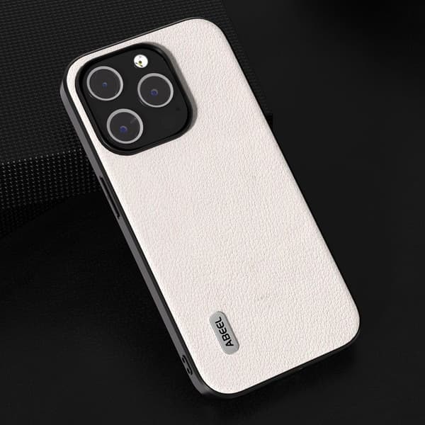 ABEEL Mobilskal till iPhone 15 Pro Anti-Scratch Äkta Läder Grå