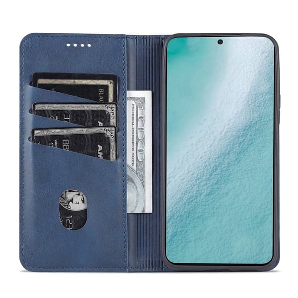 AZNS Samsung Galaxy S22 Plånboksfodral Konstläder - Blå