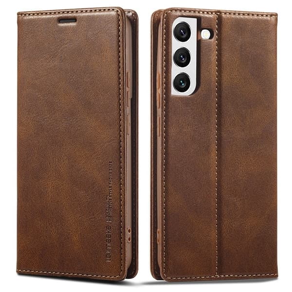 LC.IMEEKE Samsung Galaxy S22+ Plånboksfodral Konstläder - Brun