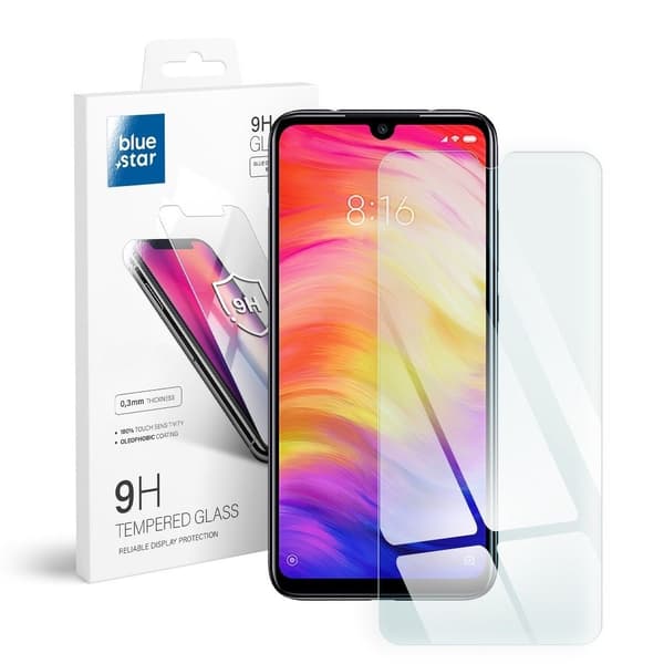 Blå Stjerne Xiaomi Redmi Note 7 Hærdet Glas Skærmbeskytter