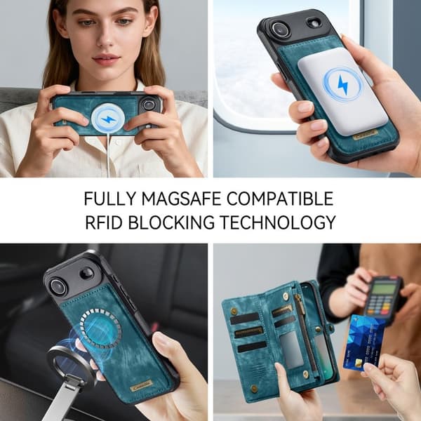 CASEME 008 iPhone Air Plånboksfodral i Konstläder med Blå