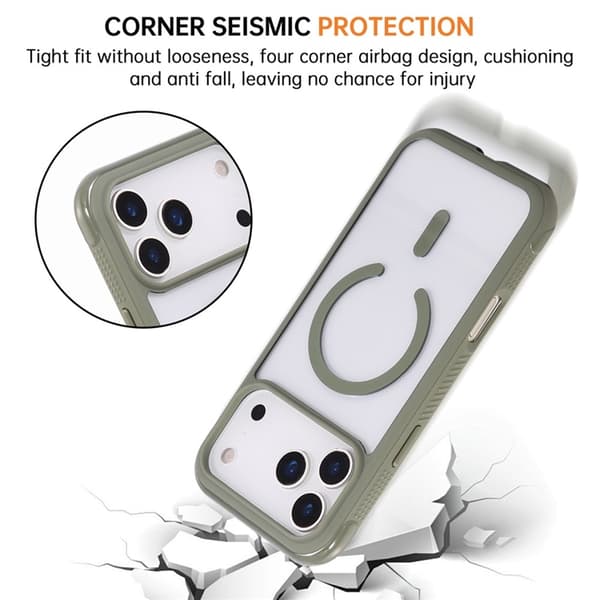 Mobilskal till iPhone 17 Pro MagSafe TPU+PC Transparent - Armégrön Grön