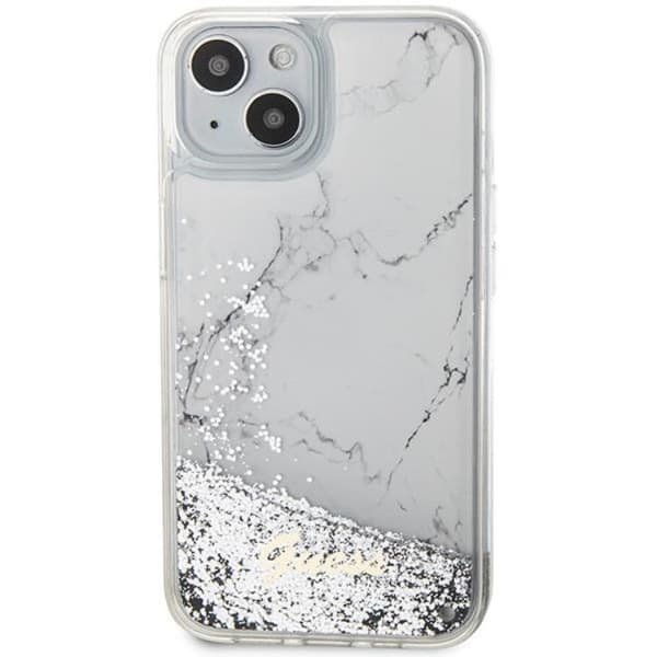 Guess iPhone 14 -puhelinkuori Liquid Glitter Marble - Valkoinen Vit