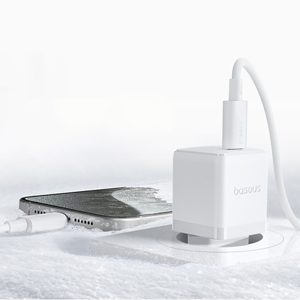 Baseus Snabbladdare USB-C 20W Mini USB-C Kabel 60W 1m - Vit Vit
