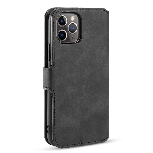DG.MING Retro Plånboksfodral Konstläder för iPhone 11 Pro Max - Svart
