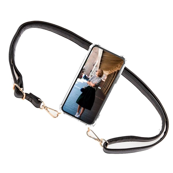 Boom iPhone 13 Pro Max etui med mobil halskæde - Strap Sort