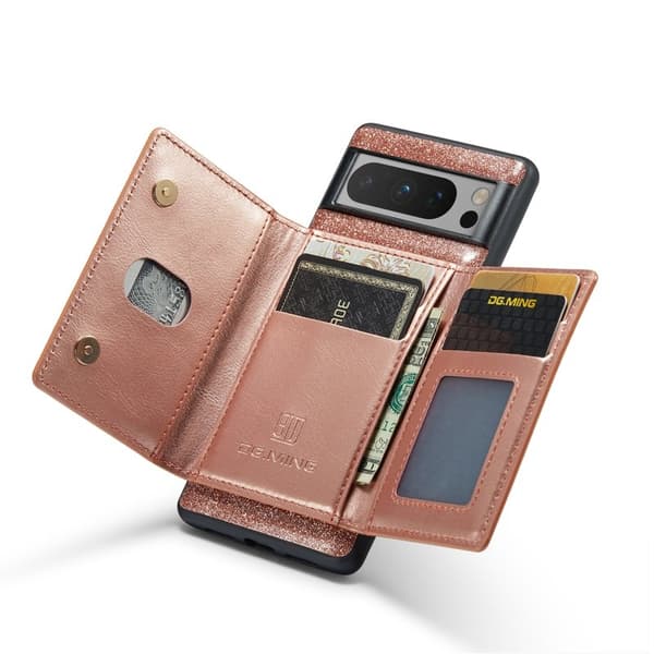 DG.MING M3 Series Konstläder Plånboksfodral för Google Pixel 8 Pro Roséguld