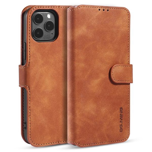 DG.MING Retro Konstläder Folio Plånboksfodral för iPhone 13 mini - Brun