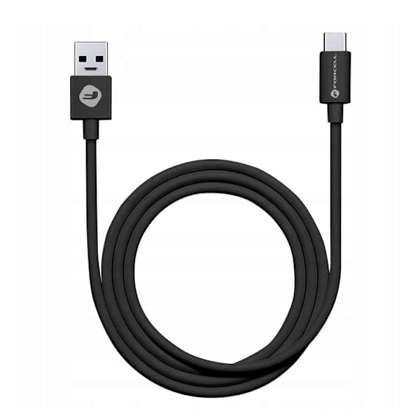 Forcell USB-A til USB-C Kabel 1m 2.0 2.1A C319 RØR - Sort Black
