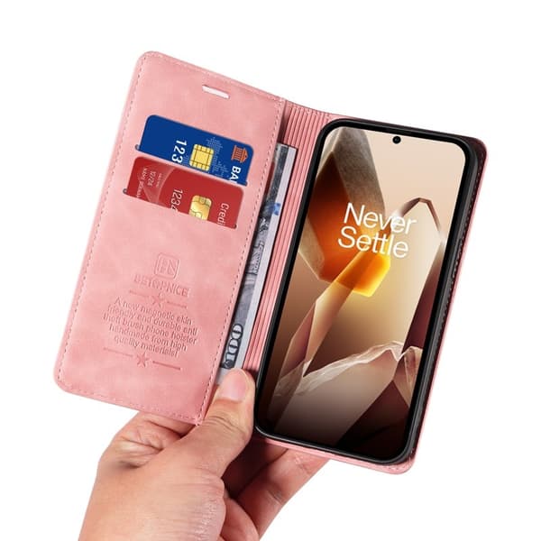 BETOPNICE 003 OnePlus 13 Plånboksfodral i Konstläder - Rosa