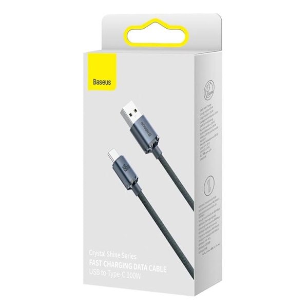 Baseus Crystal USB-C till USB-A kabel 100W 2m - Svart Svart