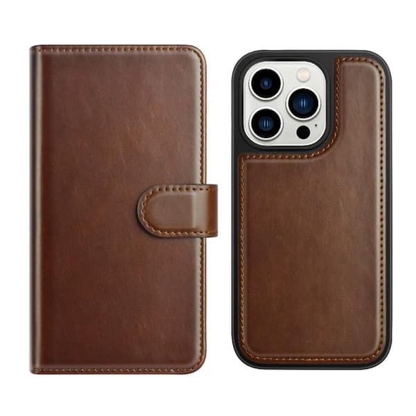 Puloka iPhone 14 Plus Plånboksfodral Magsafe 2in1 Detachable - Brun Brun