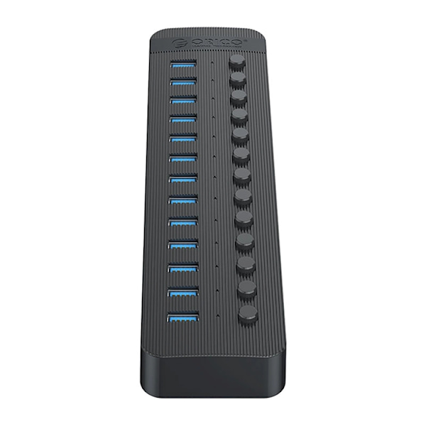 Orico Hub 13xUSB-A 3.0 med strømafbryder - sort Svart
