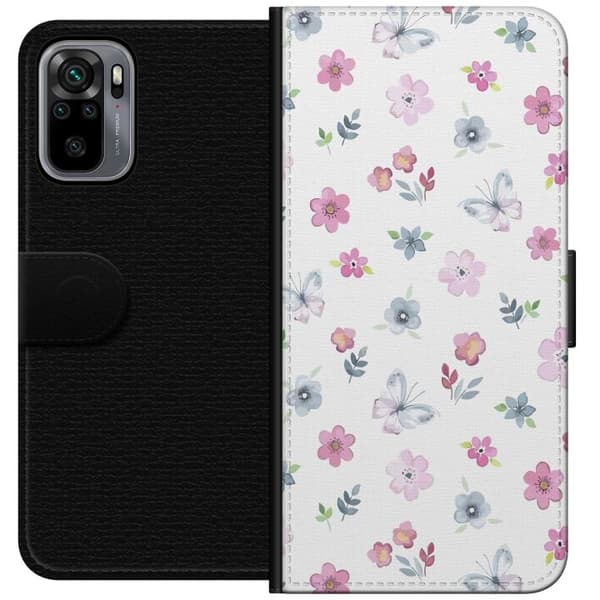 Plånboksfodral till Xiaomi Redmi Note 10S med Blommor och fjärillar