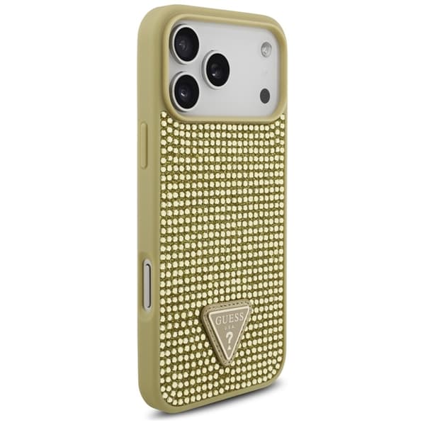 Guess Mobilskal till iPhone 17 Pro Rhinestone Triangle Logo - Guld Guld
