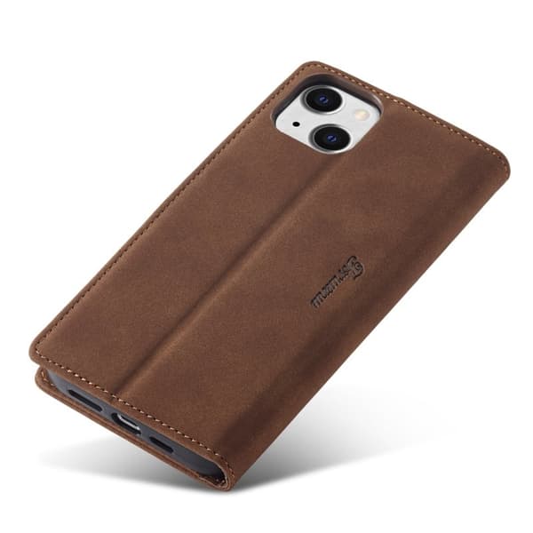 FORWENW F1 Series iPhone 15 Plus Plånboksfodral Konstläder - Brun