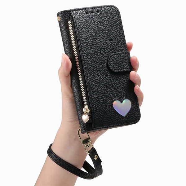 Plånboksfodral för Samsung Galaxy S26 Plus TKonstläder med dragkedja - Svart