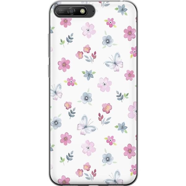 Mobiletui til Huawei Y6 (2018) med Blomster og Sommerfugle