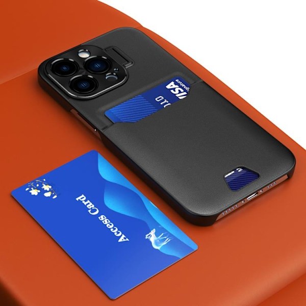 Galaxy S23 Plus Mobilskal Korthållare Läder Kickstand - Svart Svart