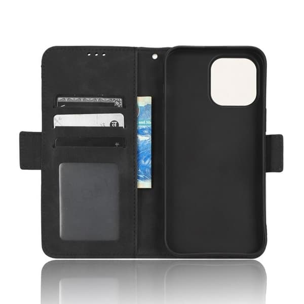 iPhone 14 Pro Max -lompakkokotelo PU-nahkaa - Musta Black