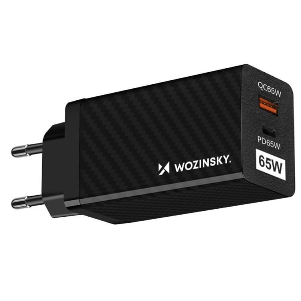 Wozinsky GaN -seinälaturi USB-USB-C 65W PD - musta