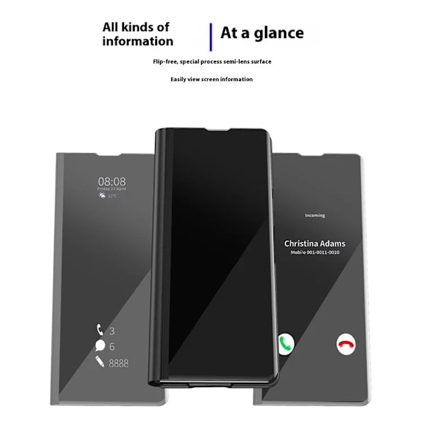 Mobilskal till Galaxy Z Fold7 5G View Window PU Läder + PC - Silver Silver