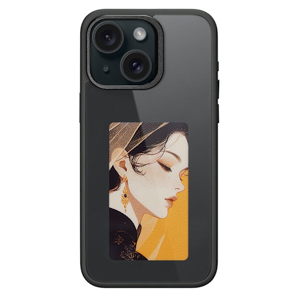 Mobilskal till iPhone 15 E Ink 4-Color Display Customized Svart